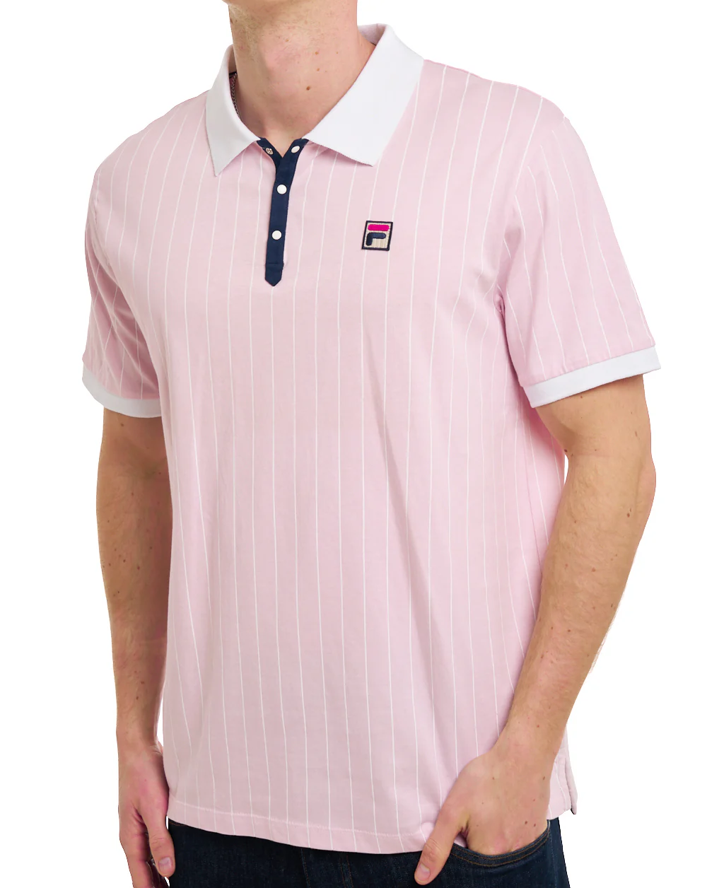 Fila Vintage BB1 Polo Shirt Soft Pink / White - Image 3
