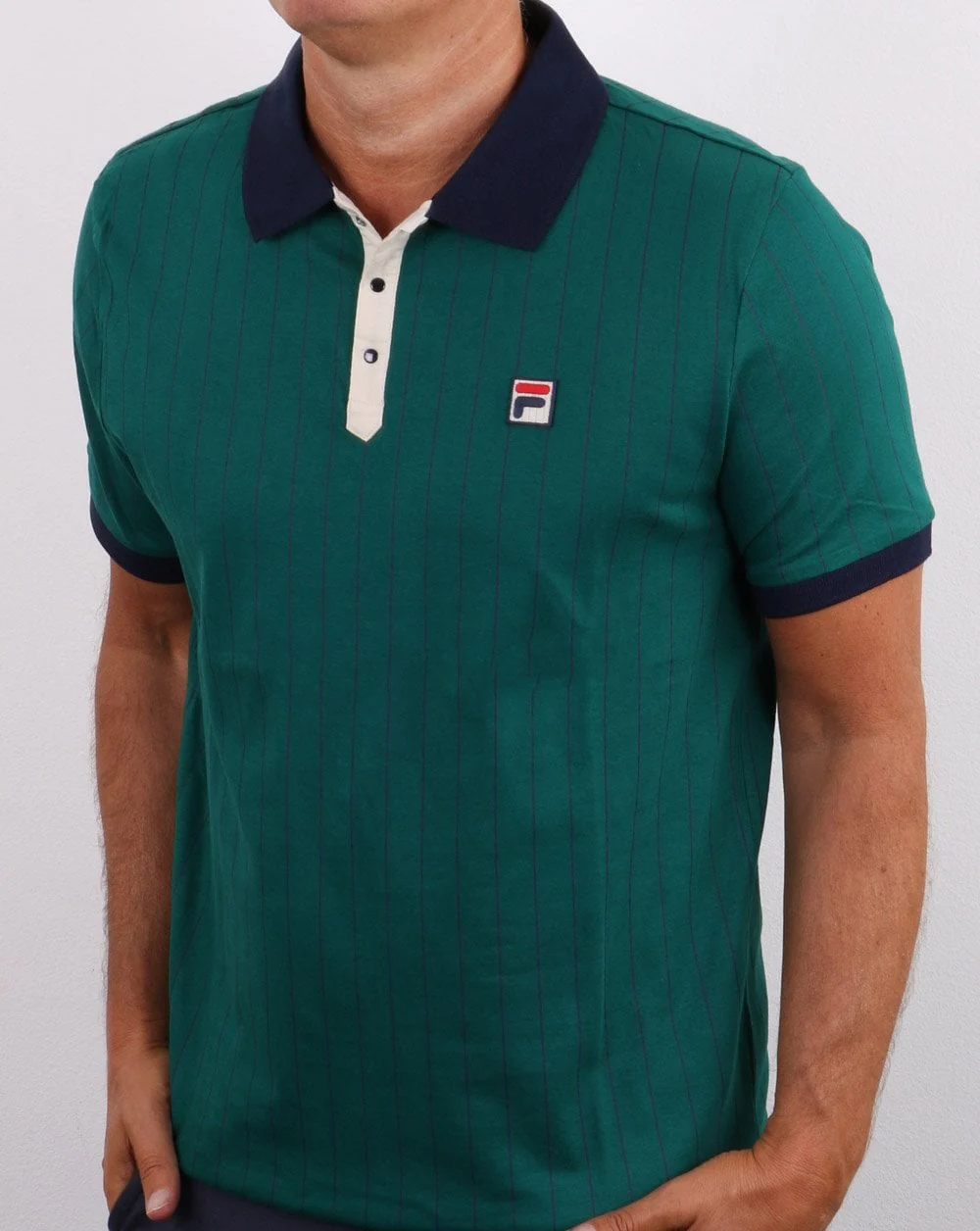 Fila Vintage Bb1 Polo Shirt Storm/Navy/Cream - Image 3