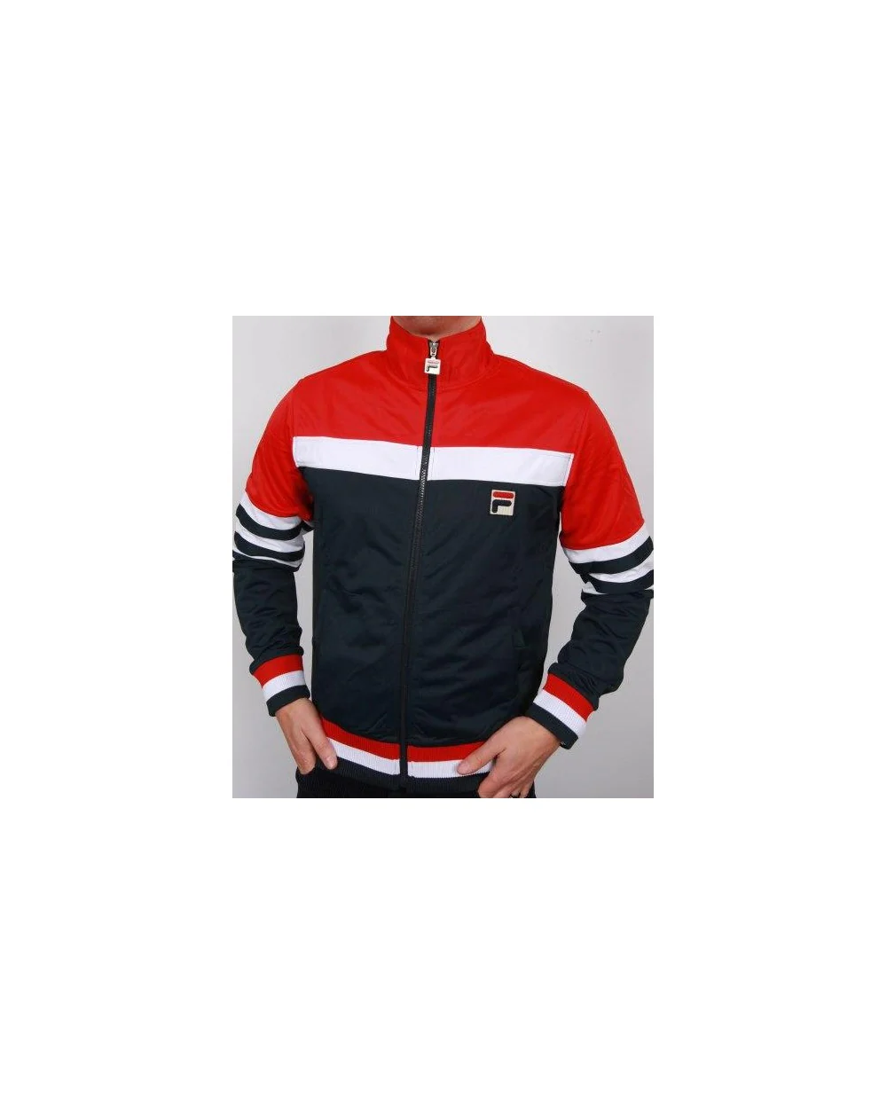 Fila Vintage Court Vilas Track Top Navy/Red/White - Image 2