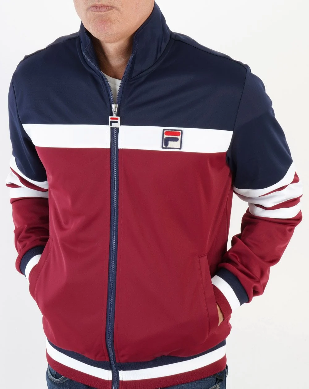 Fila Vintage Courto Track Top Claret/ Navy - Image 4