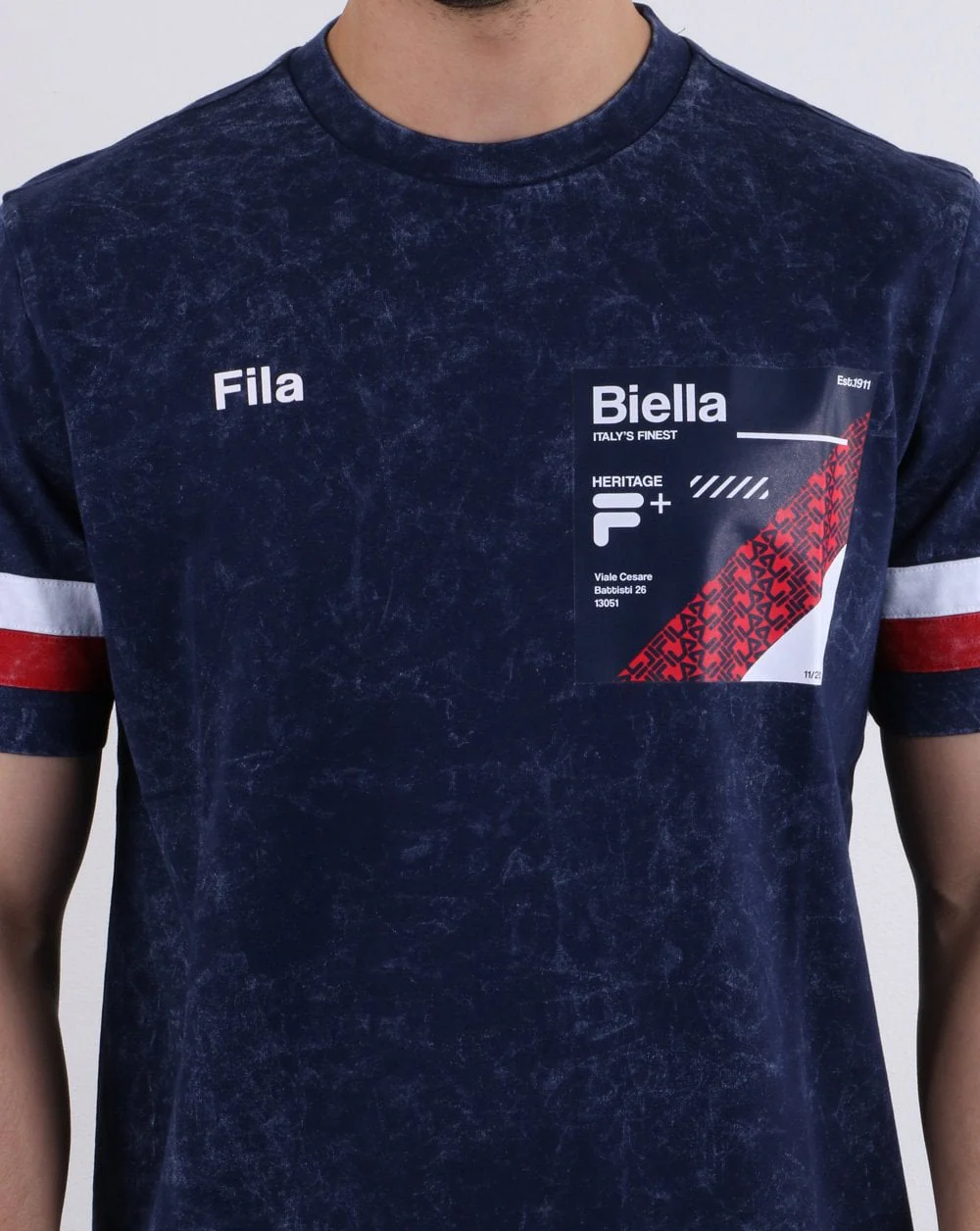 Fila Vintage Falcon Acid Wash T Shirt Navy - Image 4