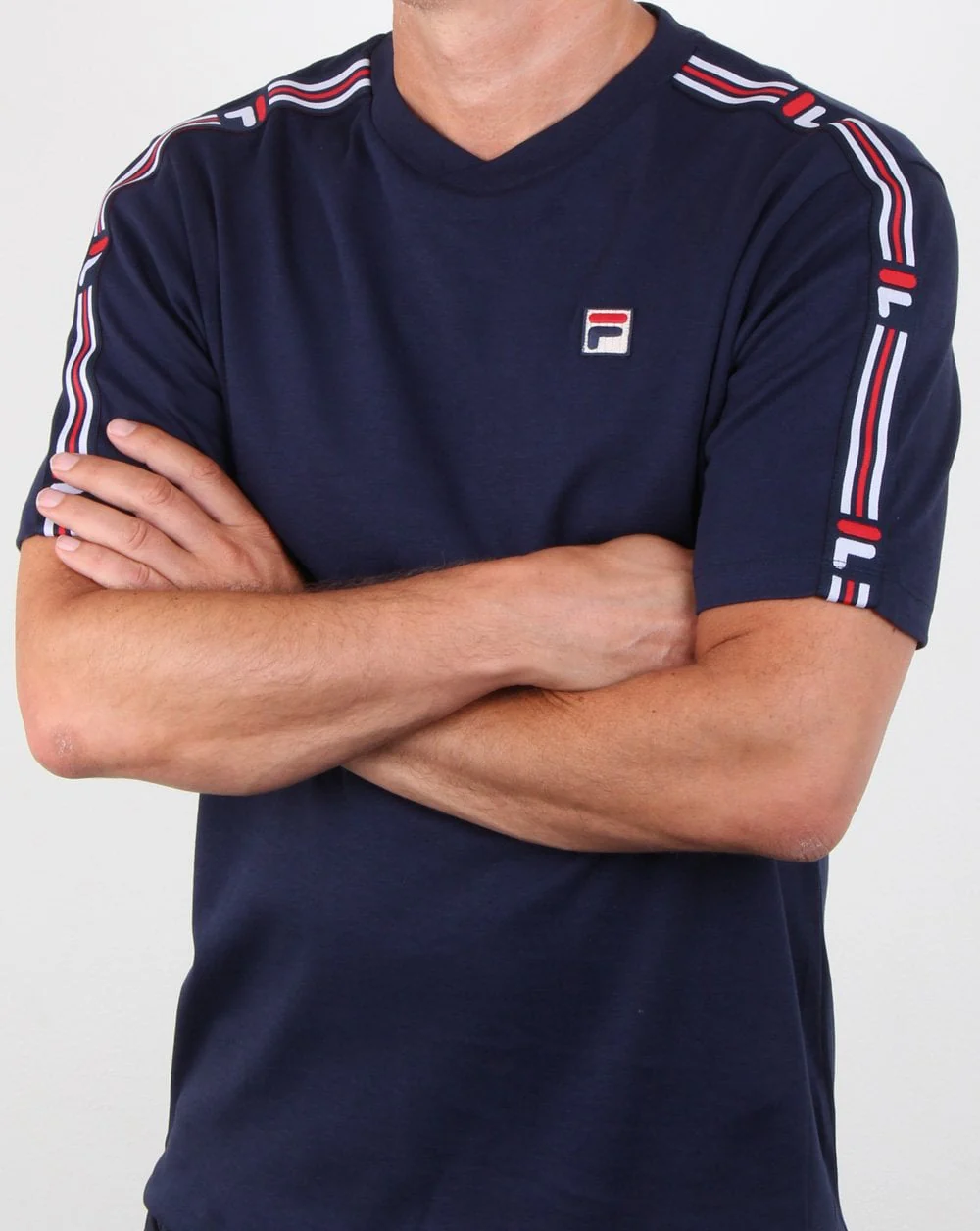 Fila Vintage Heath Tape T Shirt Navy/red/white - Image 3