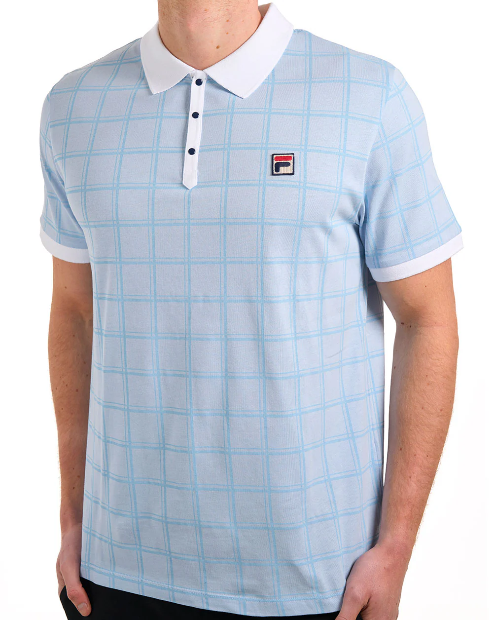Fila Vintage Ignazio Check Polo Sky Blue - Image 3