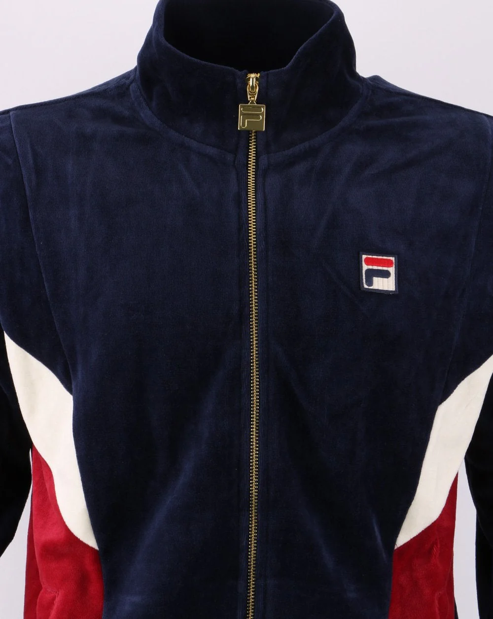 Fila Vintage Lane Velour Track Top Navy/Dark Red - Image 3
