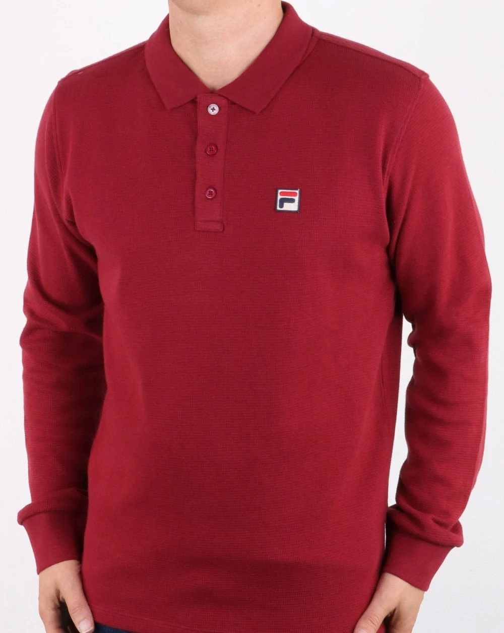 Fila Vintage Long Sleeve Polo Shirt Tibetan Red