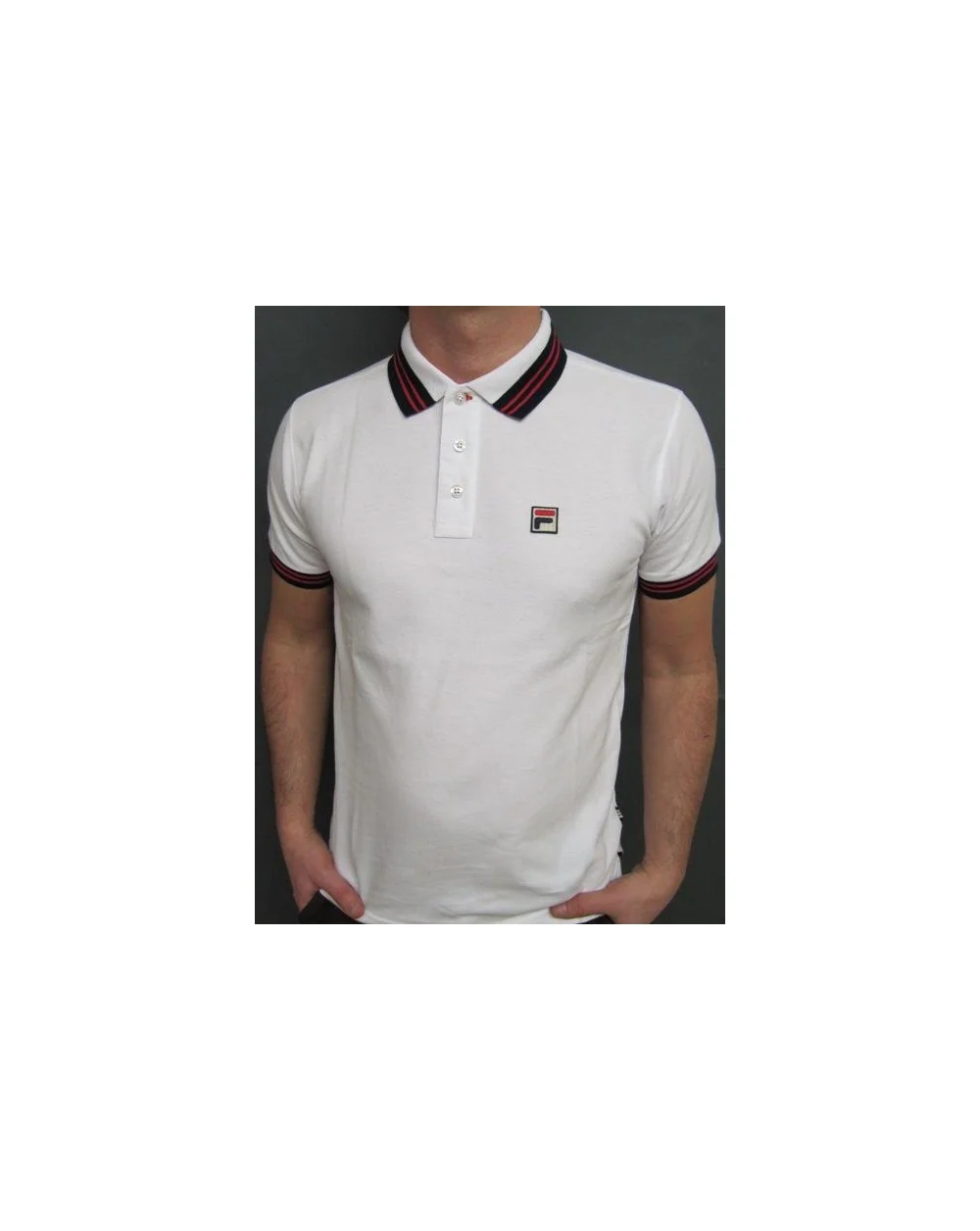 Fila Vintage Match & Castello Polo Shirt Twin Pack White/Navy - Image 2