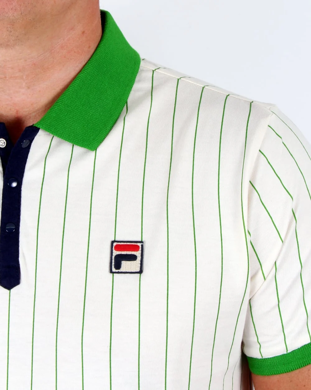 Fila Vintage Mk1 Settanta Polo Shirt Gardenia/green - Image 2