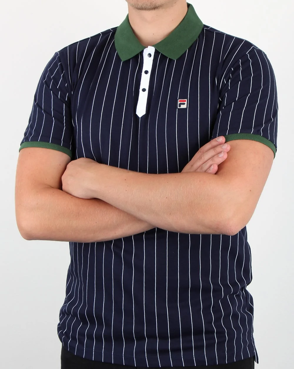Fila Vintage Mk1 Settanta Polo Shirt Navy/Green - Image 3