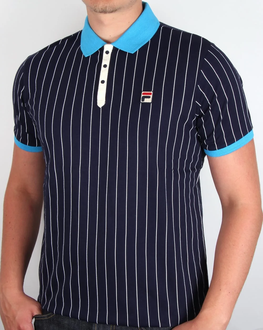 Fila Vintage Mk1 Settanta Polo Shirt Navy/Malibu Blue