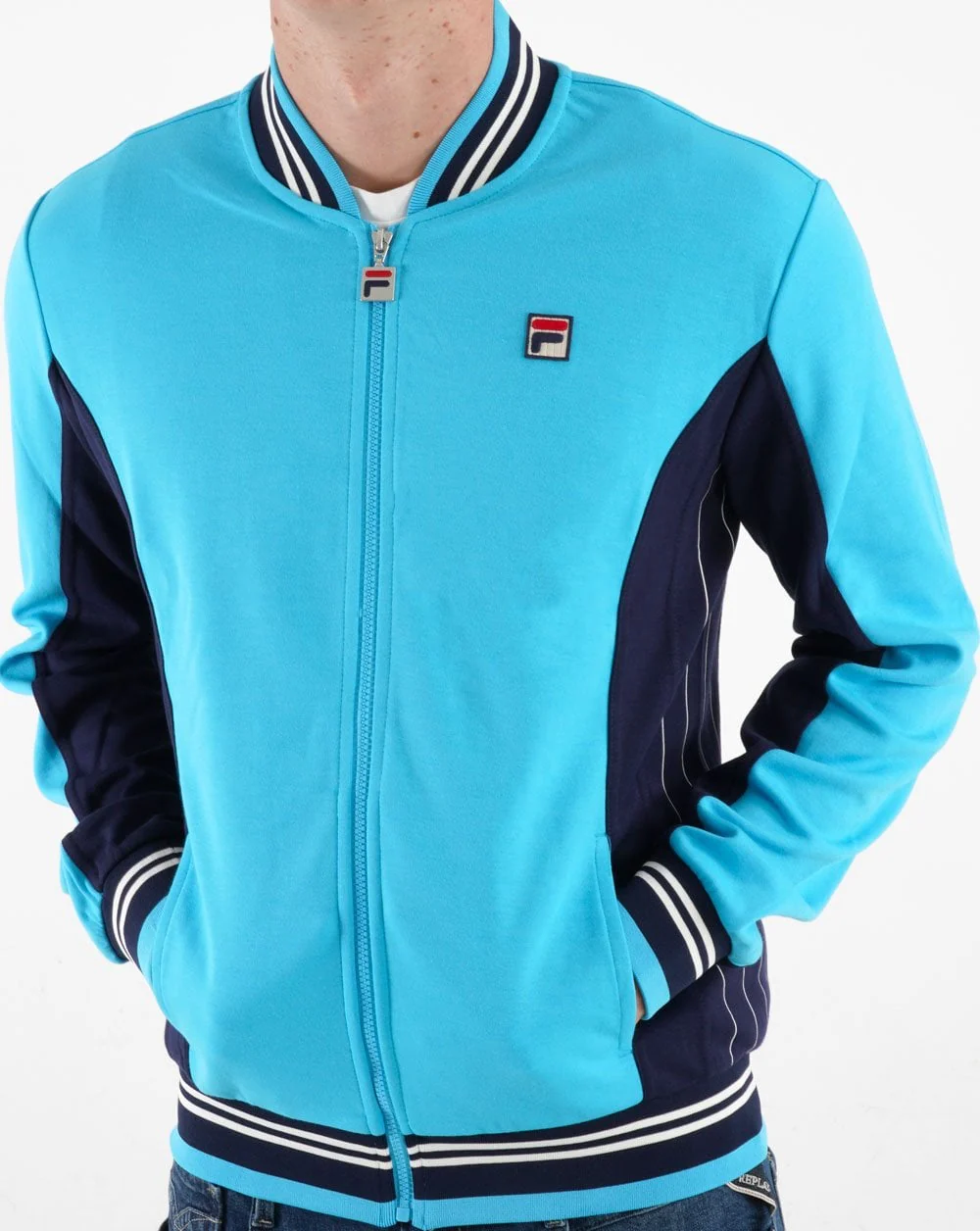 Fila Vintage Mk1 Settanta Track Top Aqua Blue/Navy - Image 3