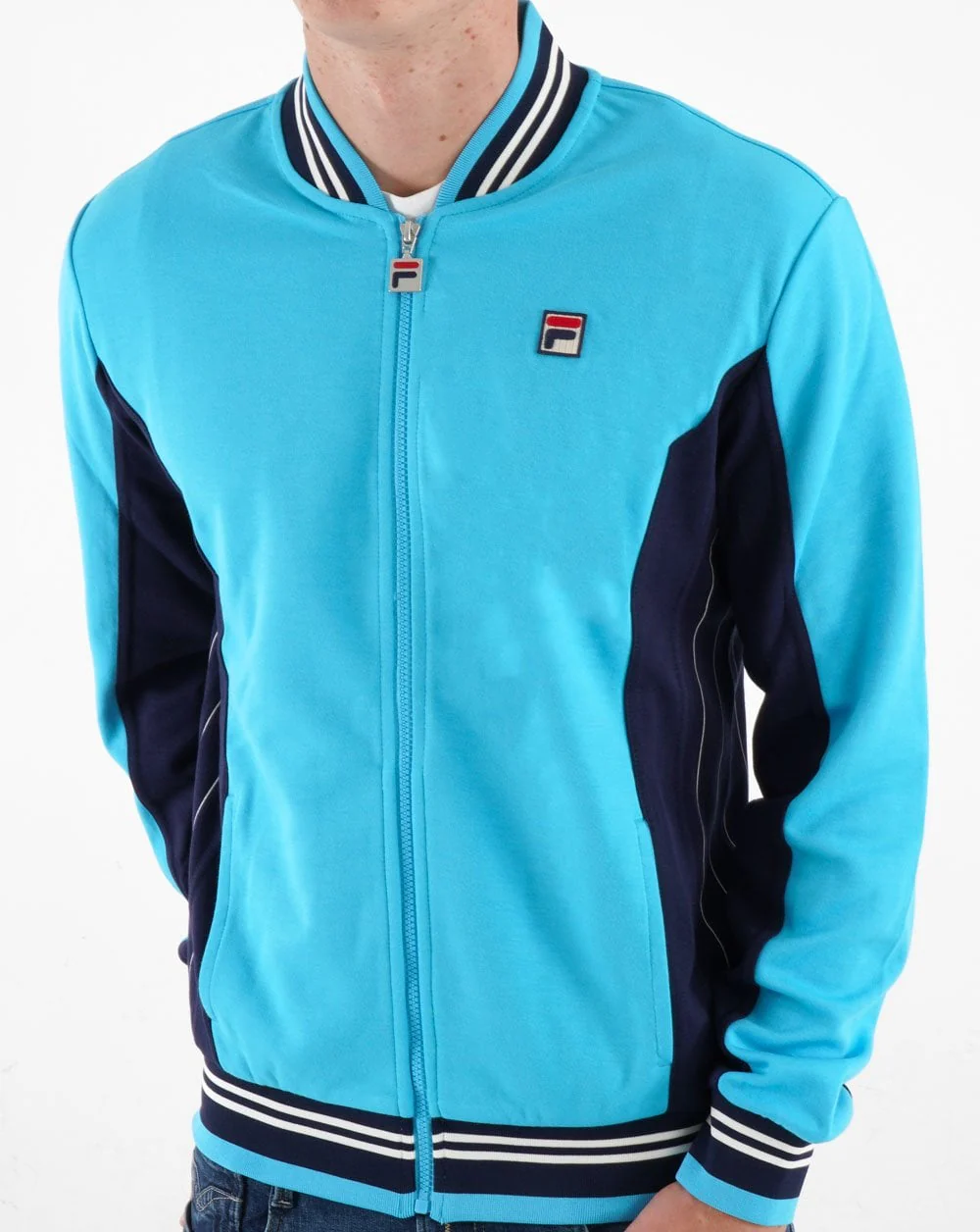 Fila Vintage Mk1 Settanta Track Top Aqua Blue/Navy - Image 4