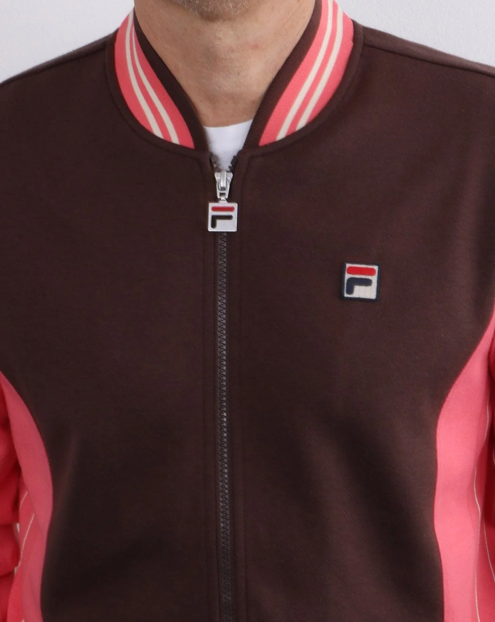 Fila Vintage Mk1 Settanta Track Top Chocolate/Pink - Image 4