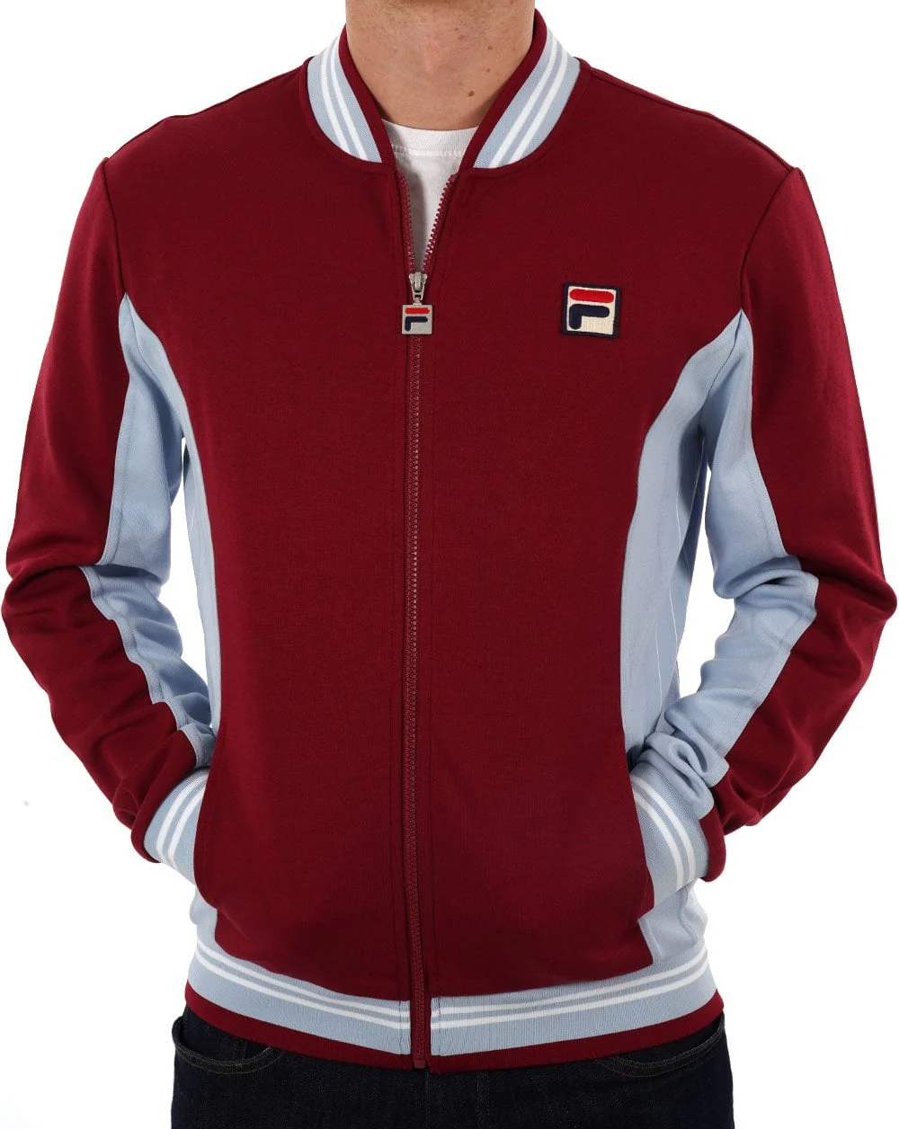 Fila Vintage Mk1 Settanta Track Top Claret/Sky Blue - Image 3