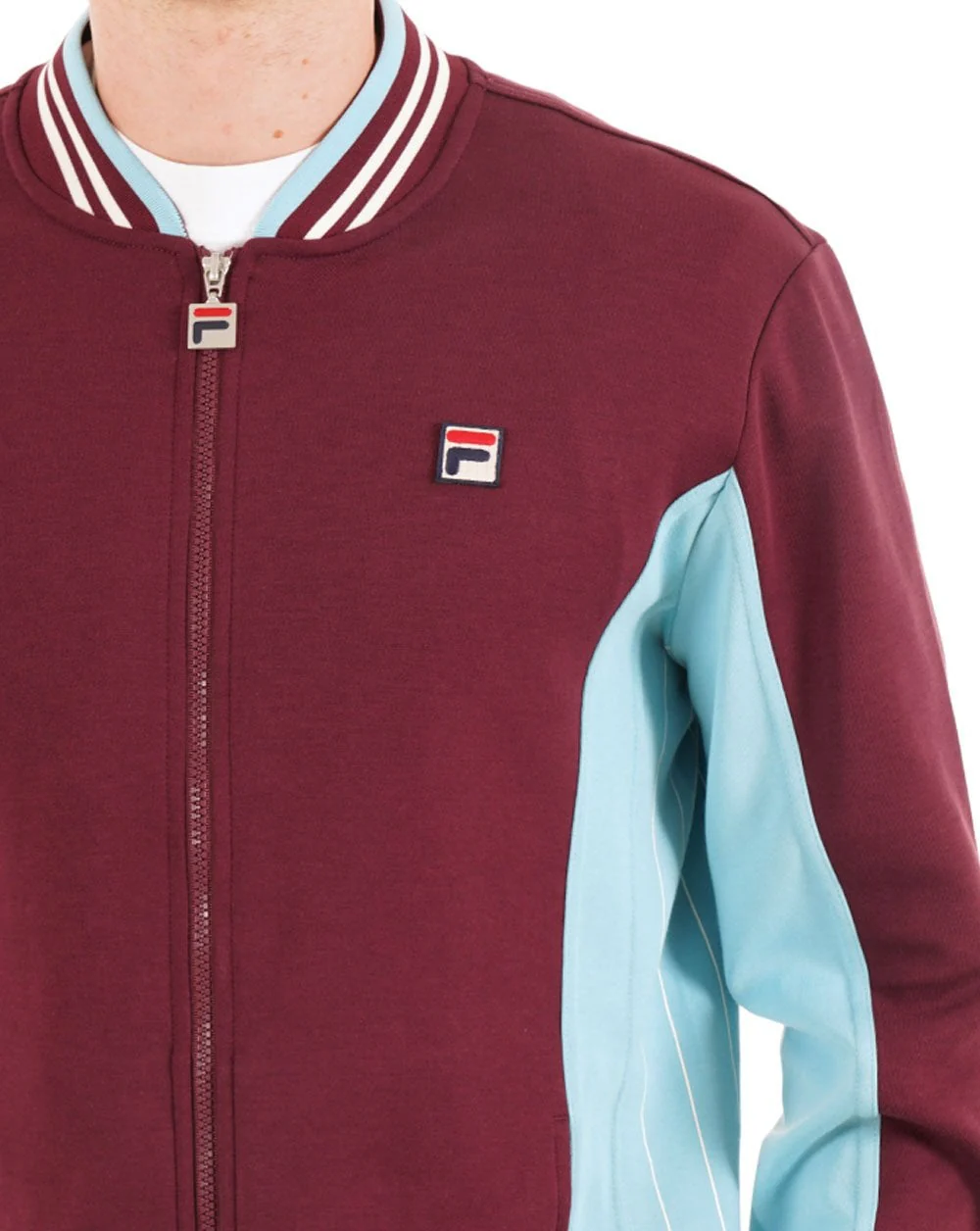 Fila Vintage Mk1 Settanta Track Top Dark Claret/Turq Sky - Image 2