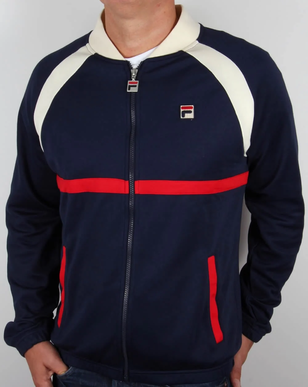 Fila Vintage Monte Track Top Navy/Red/Gardenia - Image 4