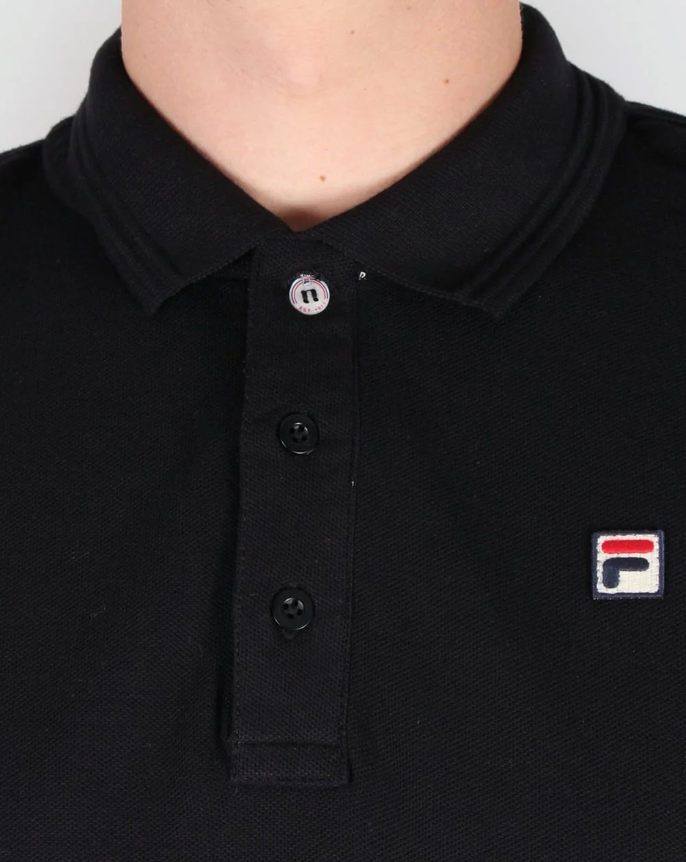 Fila Vintage Padola Long Sleeve Polo Shirt Black - Image 2