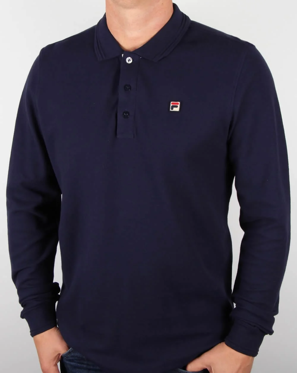 Fila Vintage Padola Long Sleeve Polo Shirt Navy