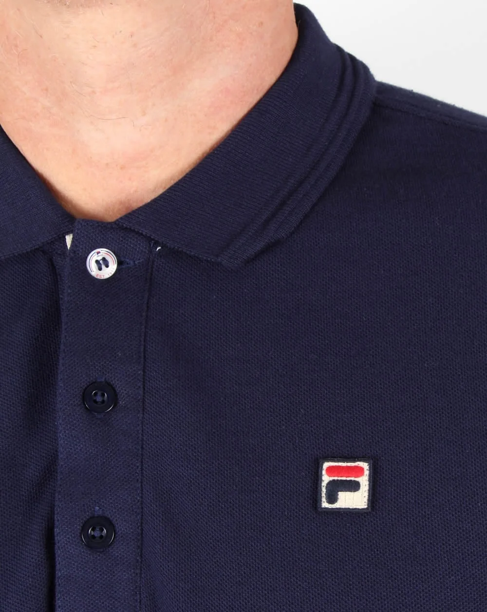 Fila Vintage Padola Long Sleeve Polo Shirt Navy - Image 2