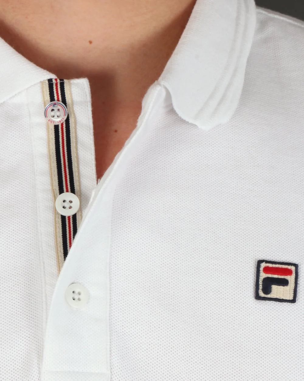 Fila Vintage Padola Long Sleeve Polo Shirt White - Image 2