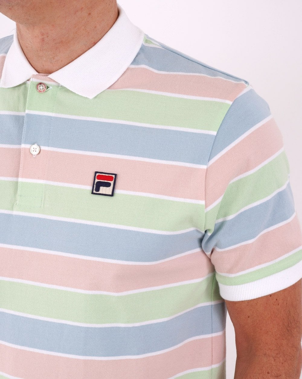 Fila Vintage Pastels Polo Shirt Pink/Mint/Sky - Image 2