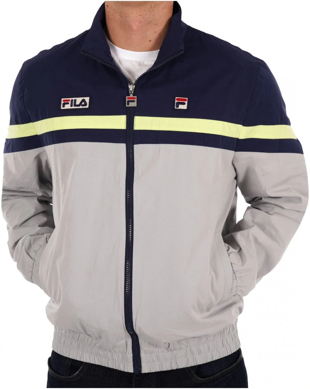 Fila Vintage Phillip Track Jacket Navy/Grey/Lime - Image 2