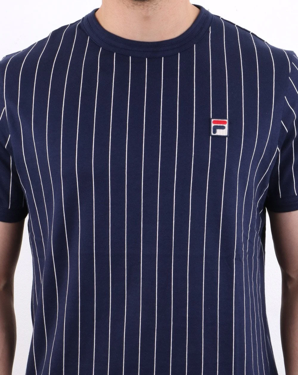 Fila Vintage Pinstripe T Shirt Navy - Image 4