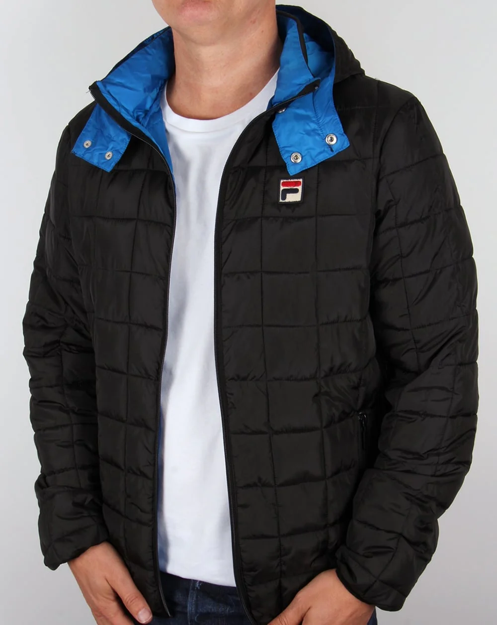 Fila Vintage Quilted Hooded Jacket Black - Image 4
