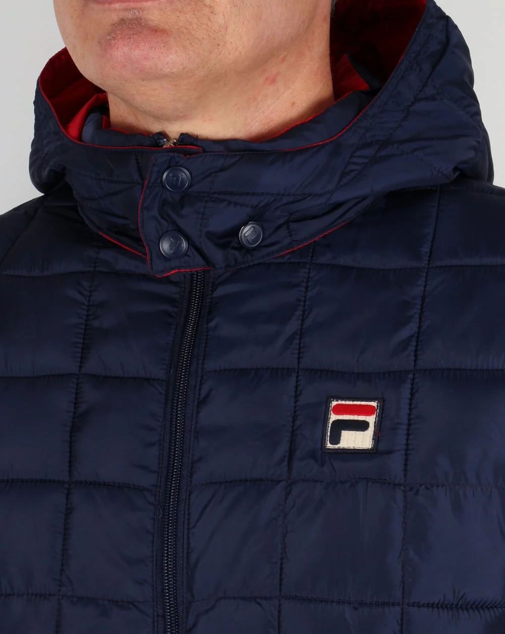 Fila Vintage Quilted Hooded Jacket Navy - Image 2
