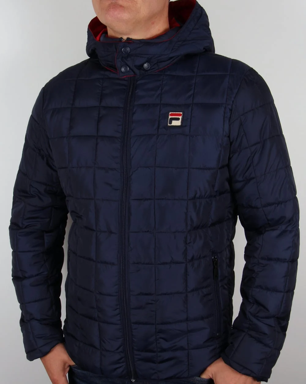 Fila Vintage Quilted Hooded Jacket Navy - Image 4