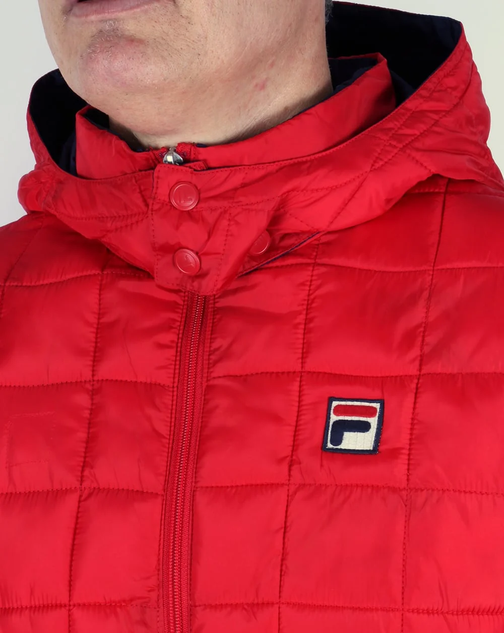 Fila Vintage Quilted Hooded Jacket Red - Image 2