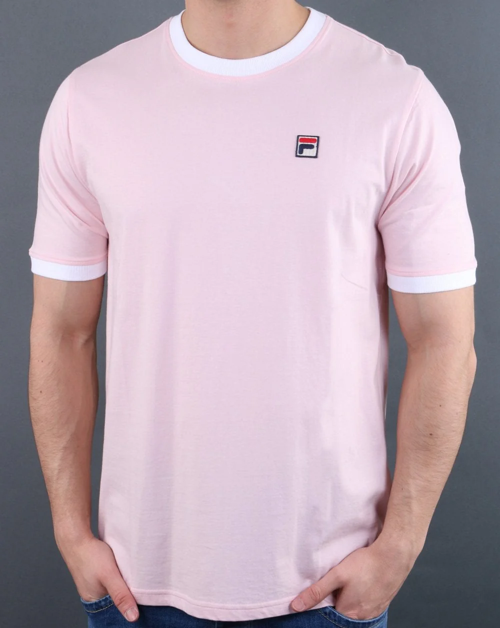 Fila Vintage Ringer T Shirt Pink Chalk/white