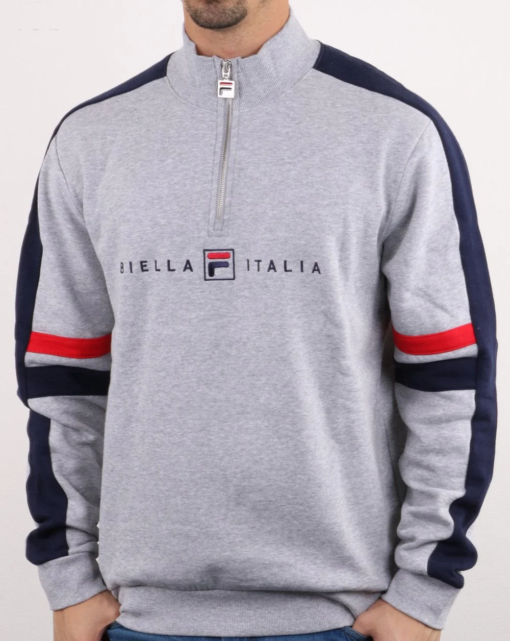 Fila Vintage Romolo 1/4 Zip Sweatshirt Light Grey Marl