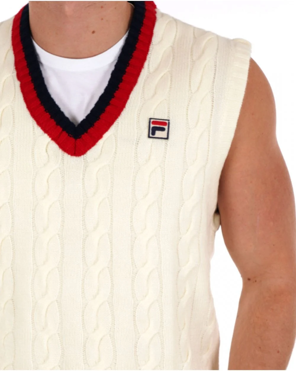 Fila Vintage Rufus Cable Knit Vest Gardenia - Image 2