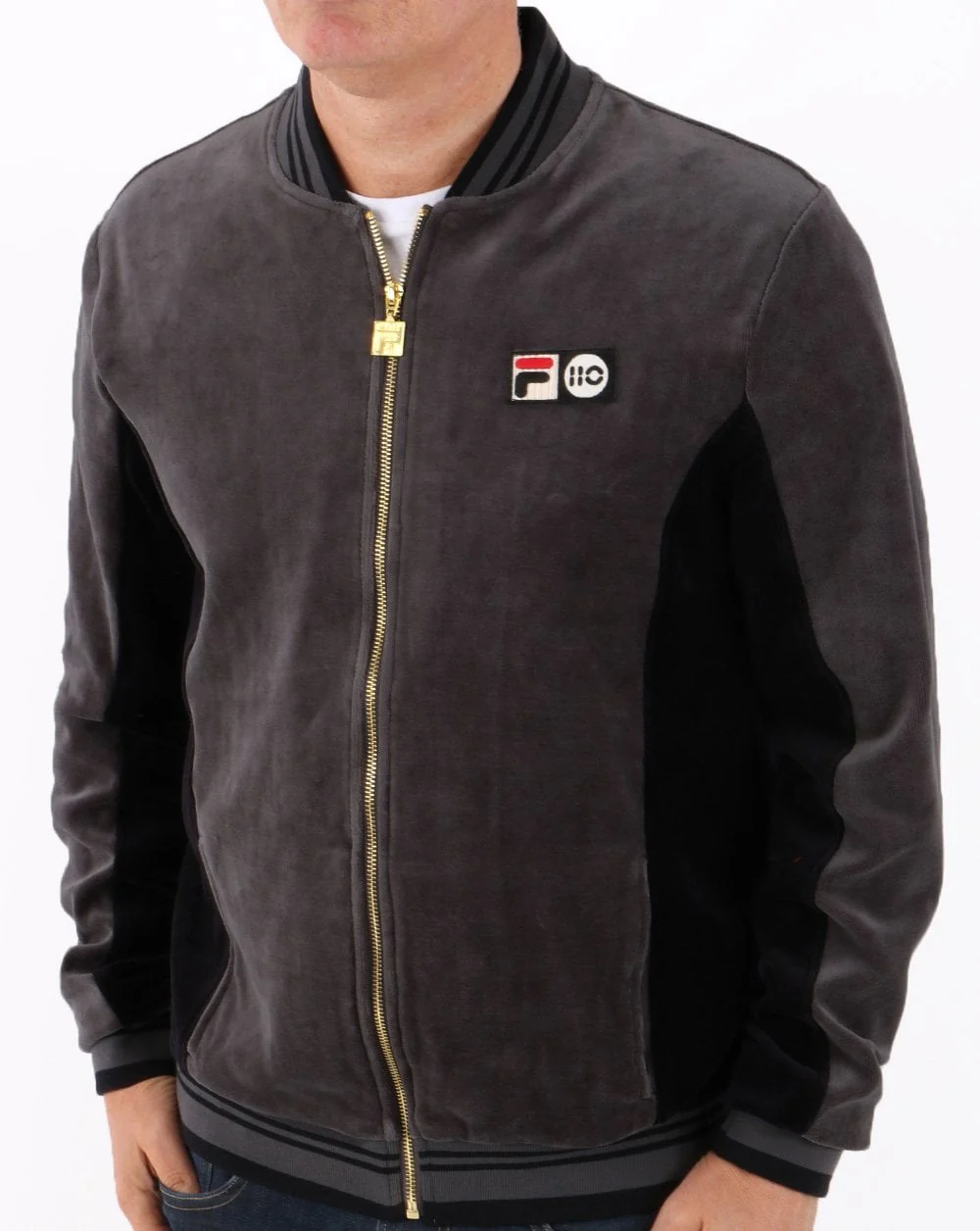 Fila Vintage Settanta 110 Velour Track Top Grey/Black - Image 2