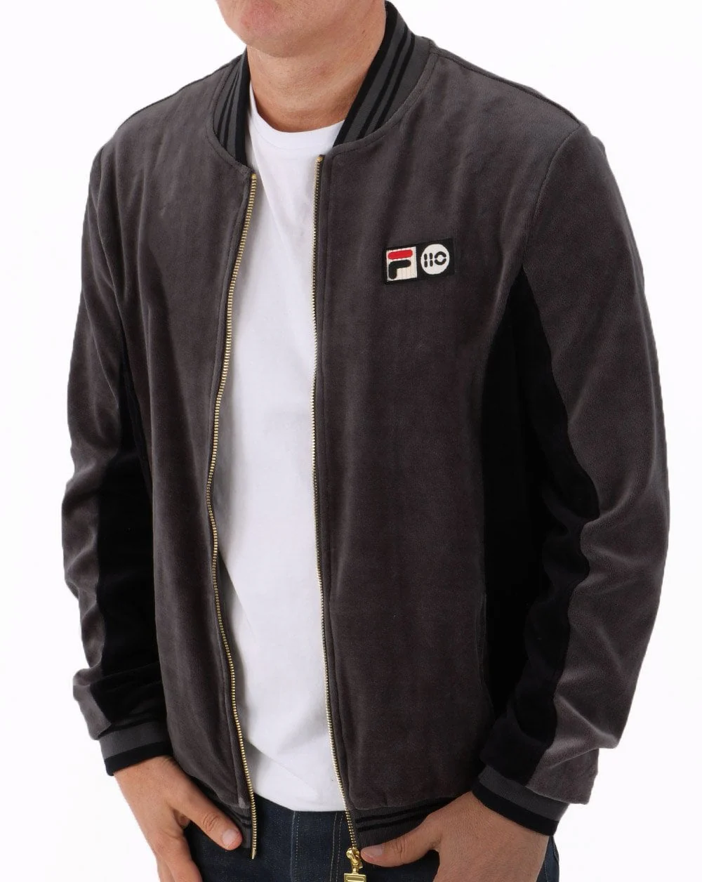 Fila Vintage Settanta 110 Velour Track Top Grey/Black - Image 3