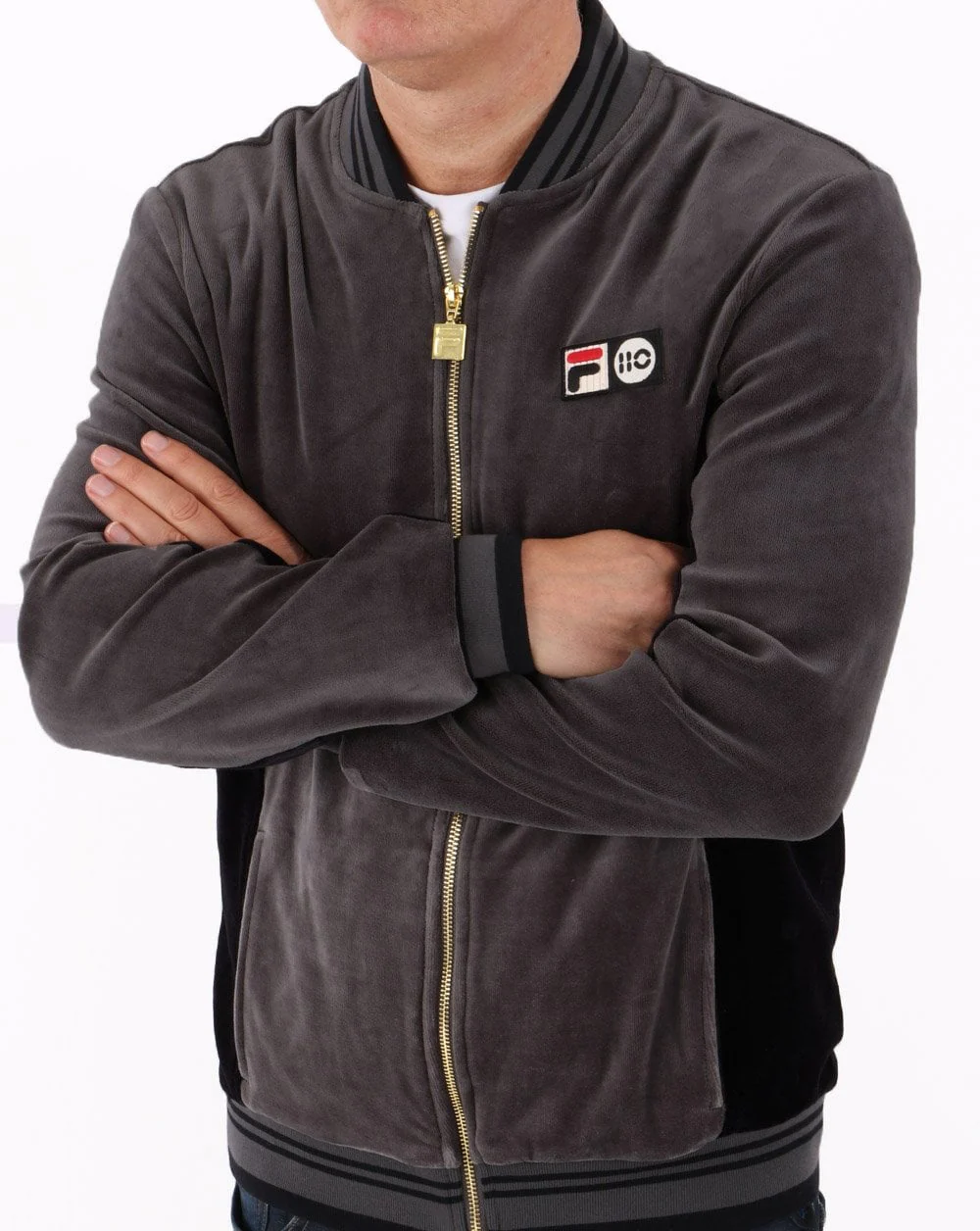 Fila Vintage Settanta 110 Velour Track Top Grey/Black - Image 4