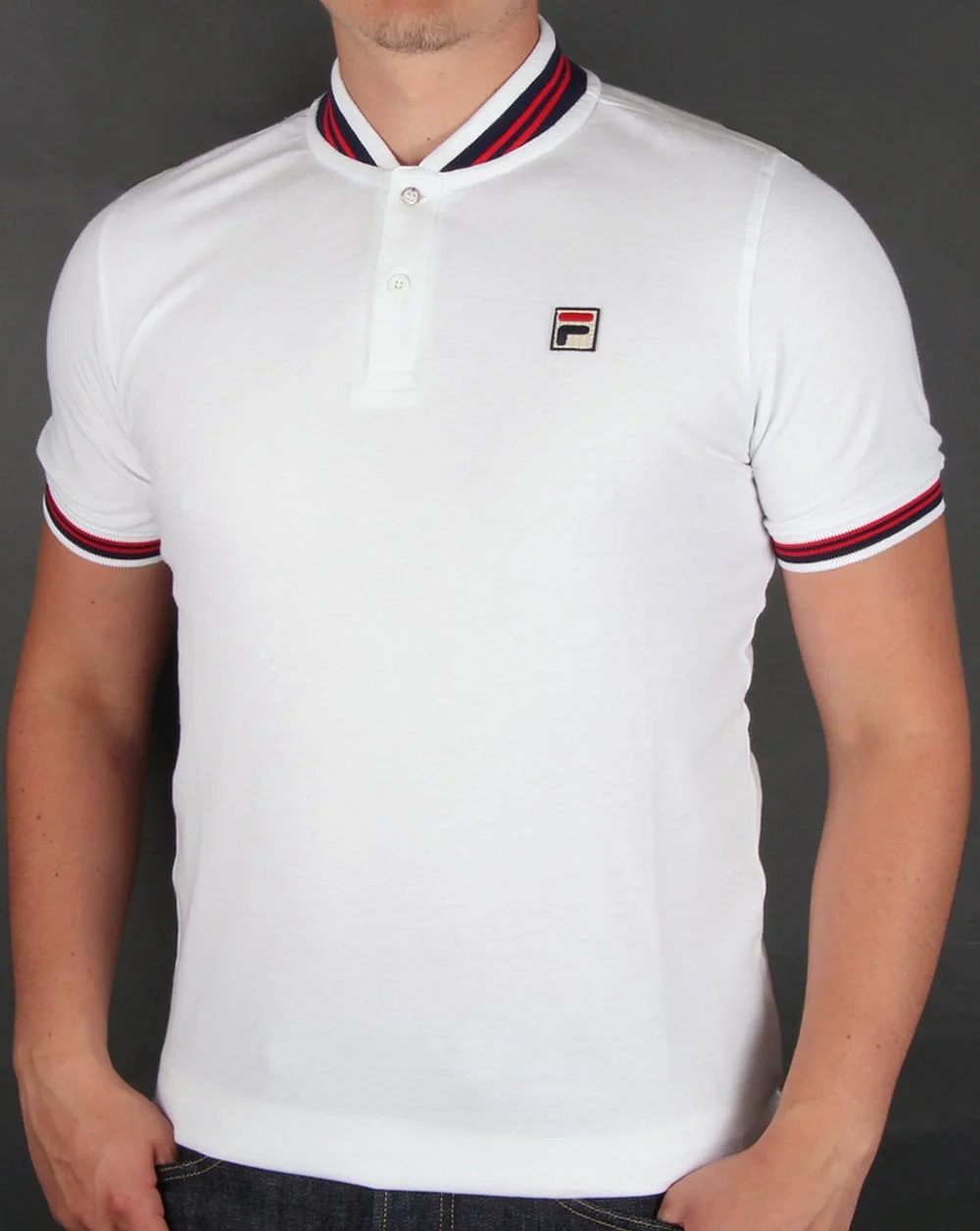 Fila Vintage Skippa Polo Shirt White/Navy/Red