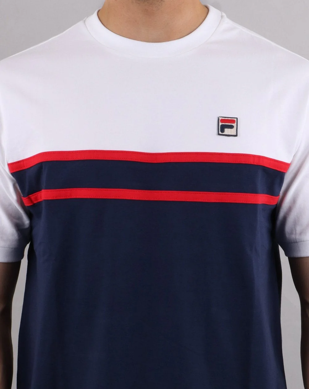 Fila Vintage Split striped T Shirt Navy/white/red - Image 3