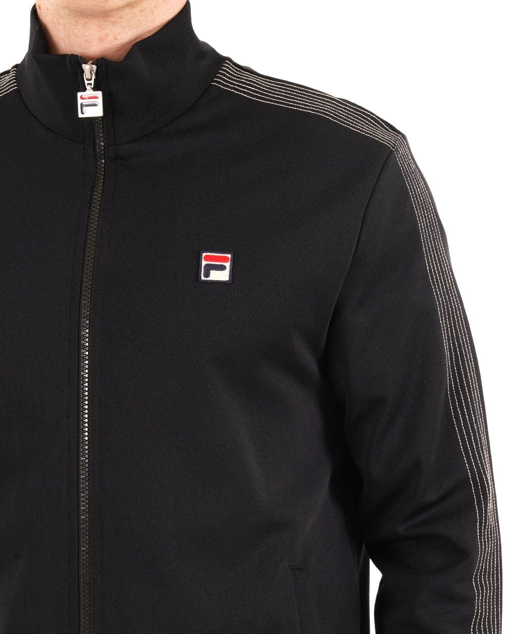 Fila Vintage Stitch Detail Track Top Black - Image 2
