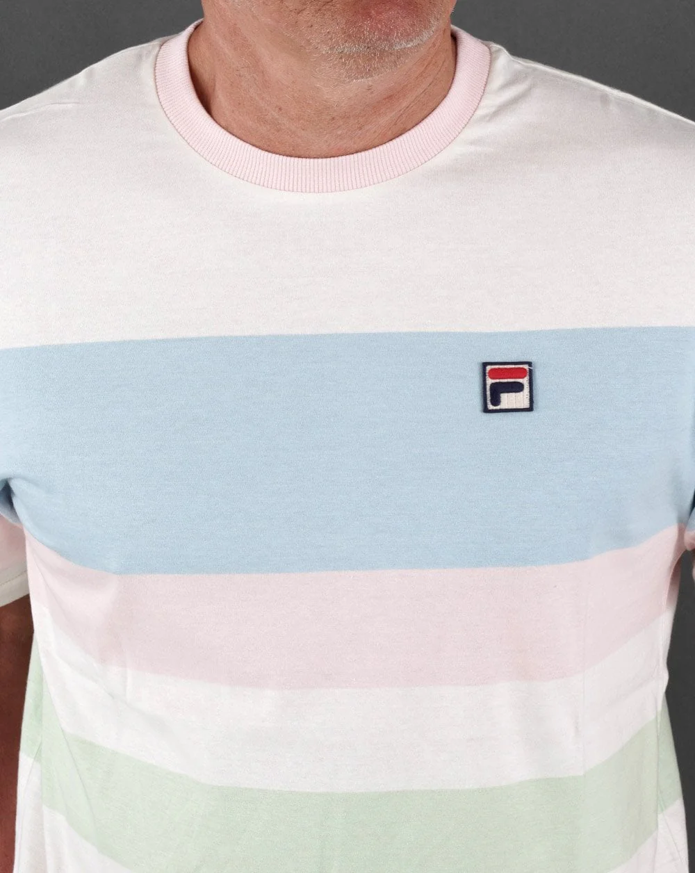 Fila Vintage Stripe T Shirt Off White/Multi Pastel - Image 2
