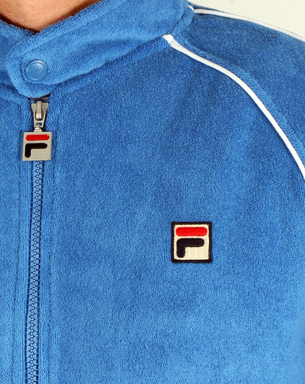 Fila Vintage Terry Biker Track Top Ocean Blue - Image 2
