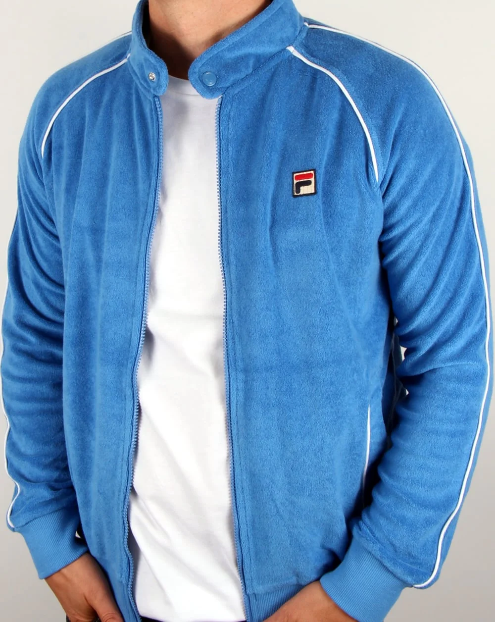 Fila Vintage Terry Biker Track Top Ocean Blue - Image 4