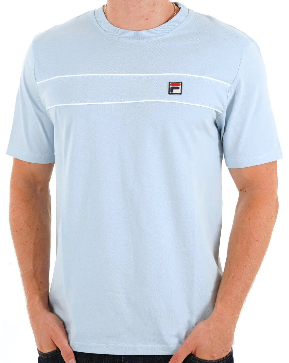Fila Vintage Tris T Shirt Sky Blue/White