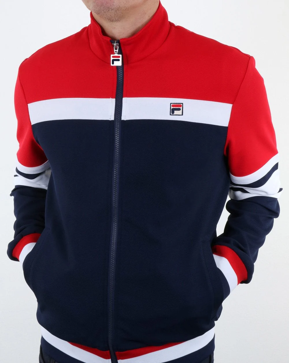 Fila Vintage Vilas Business Track Top Navy White Red - Image 3