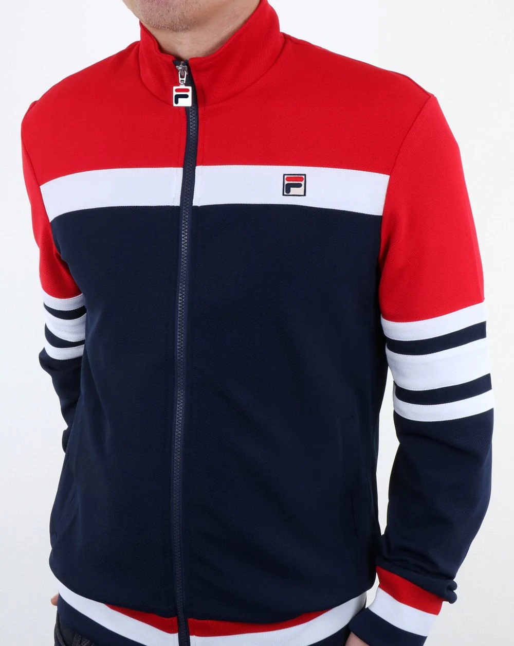 Fila Vintage Vilas Business Track Top Navy White Red - Image 4