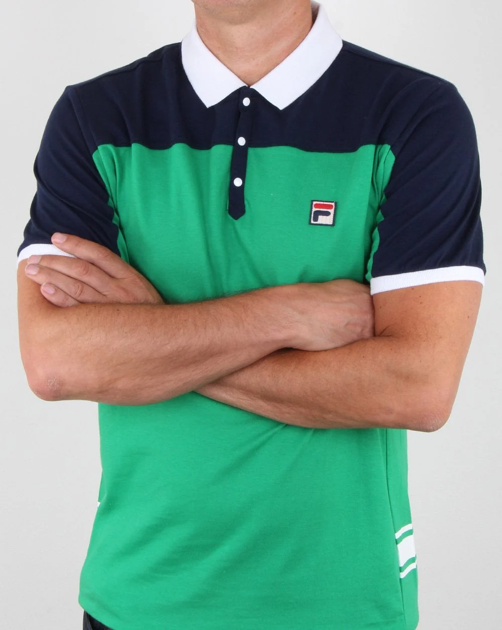 Fila Vintage Vilas Polo Shirt Green Navy - Image 3