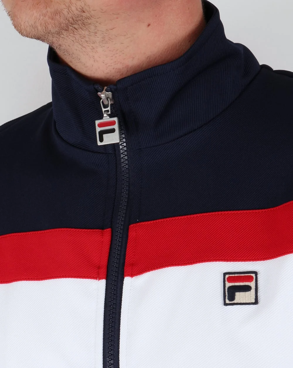 Fila Vintage Vilas Track Jacket White/Red/Navy - Image 4