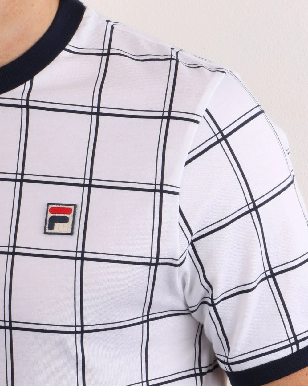 Fila Vintage Window Check T Shirt White - Image 2