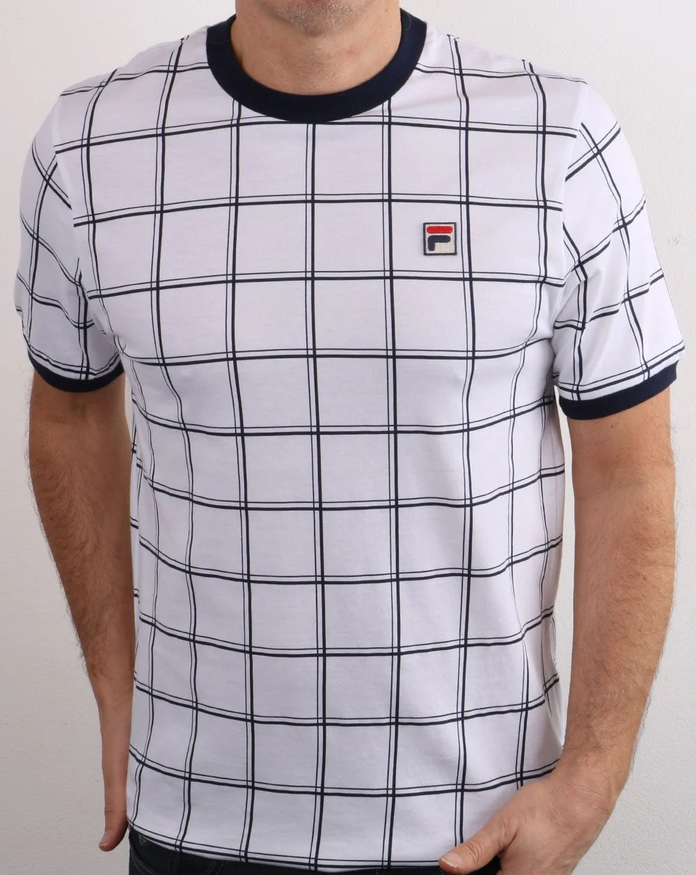 Fila Vintage Window Check T Shirt White - Image 3