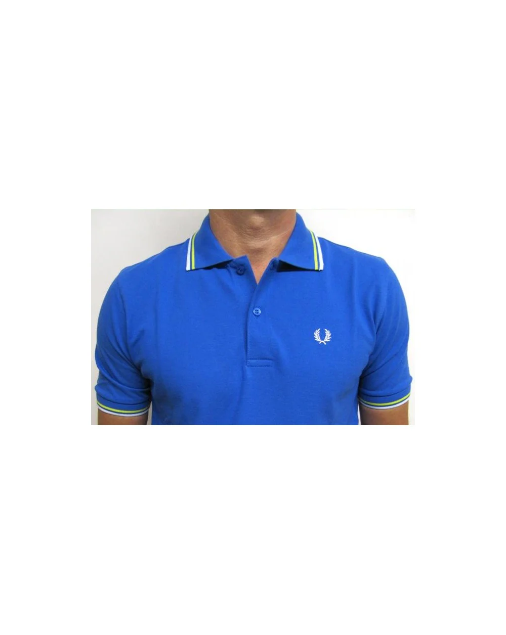 Fred Perry Twin Tipped Polo Shirt Cobalt/White/Yellow - Image 2